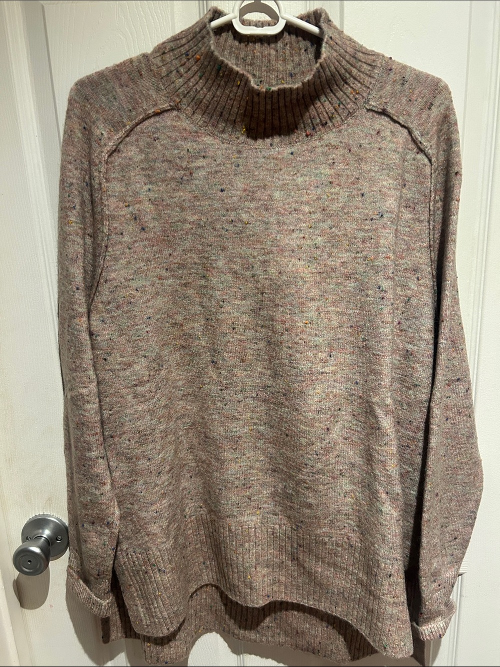 Loft Speckled Mock Neck Sweater - Taupe